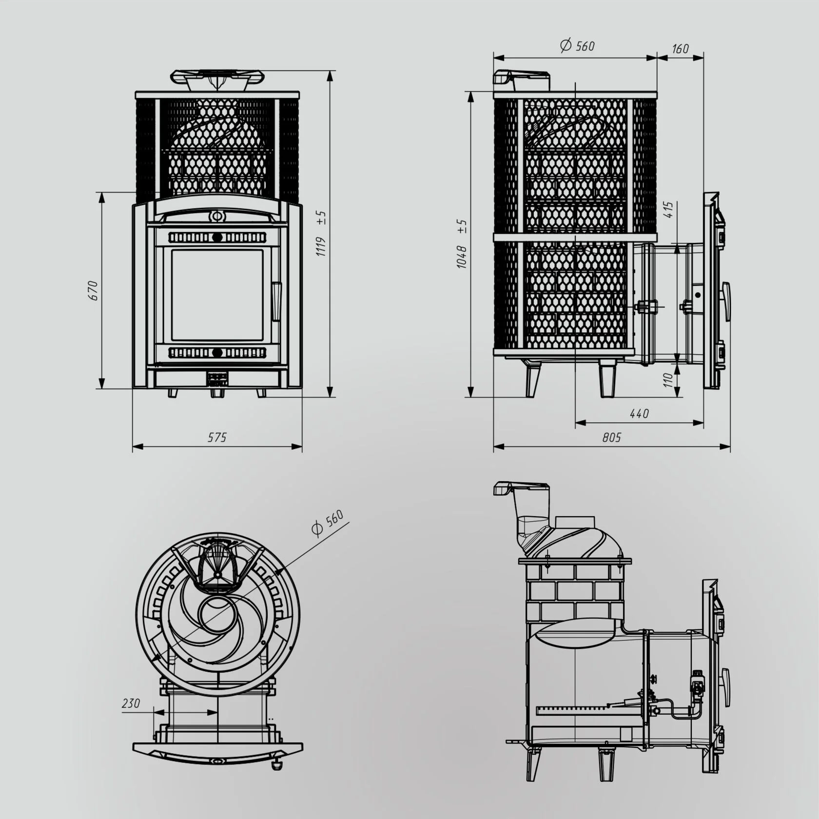 печь банная на газу размер